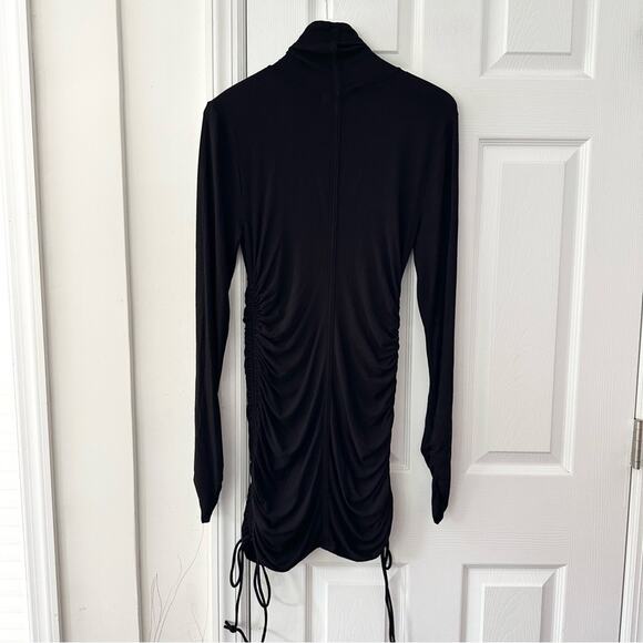 Michael Costello X Revolve Shirred Side Tie Bodycon Mini Dress in Black Medium - Picture 11 of 11